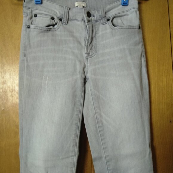 J. Crew Factory Women's Size 25 Gray Stretch Skinny Denim Jeans Distressed - Picture 2 of 6